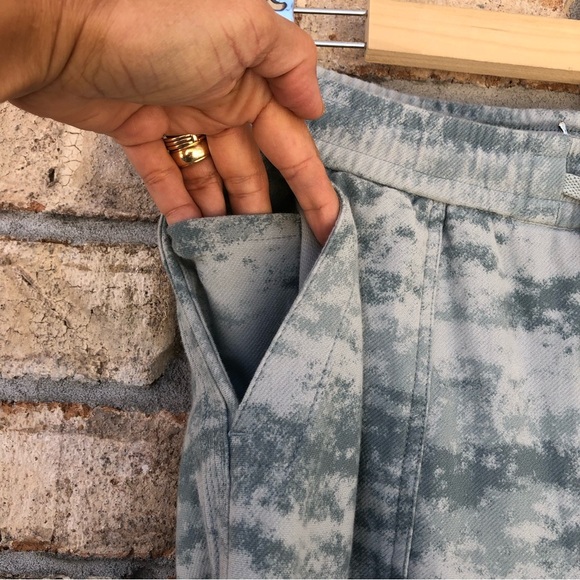 Athleta Cotton Blend Abstract Camo Green Gray Waist string Farallon Joggers SP - Picture 4 of 16